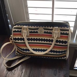 Tory Burch Robinson Zig Zag Middy Satchel Handbag